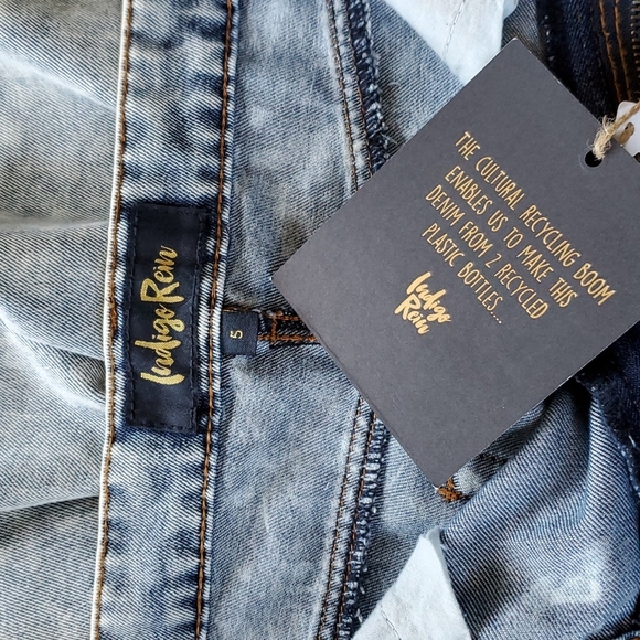 INDIGO Rein super hi-rise distressed women's Denem shorts size 5 - Picture 3 of 3